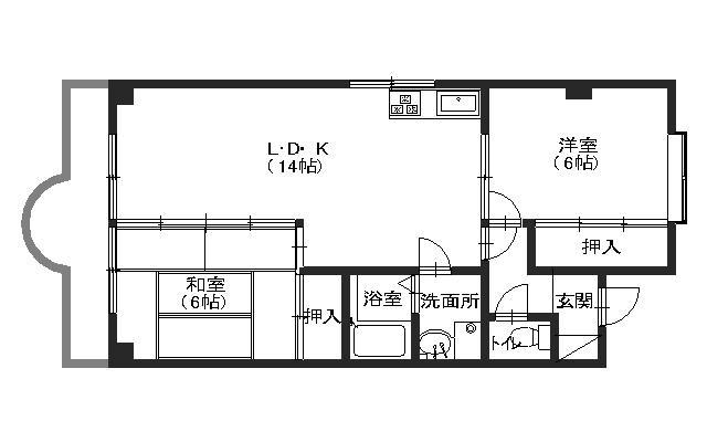 ハイネス吉信(2LDK/2階)の間取り写真