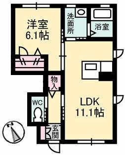 ヴァンベール東雲(1LDK/1階)の間取り写真