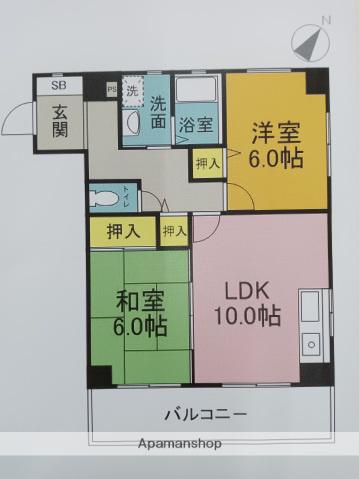KSMビル(2LDK/4階)の間取り写真