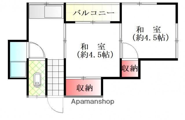 観山荘(2K/1階)の間取り写真