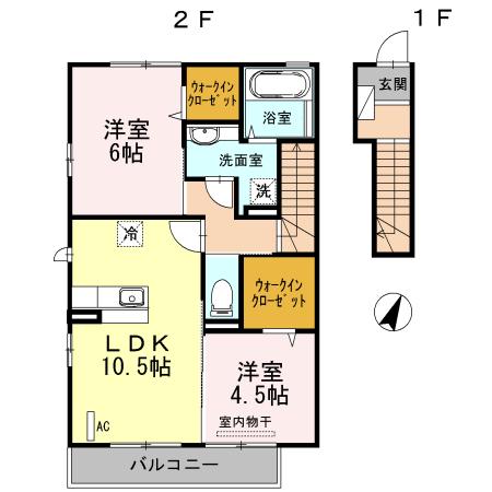 アンジュール(2LDK/2階)の間取り写真