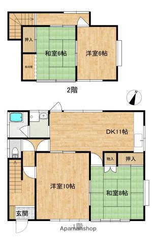 広島電鉄白島線 白島駅(広電) 徒歩17分 2階建 築48年(4DK)の間取り写真