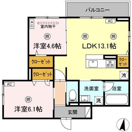 CAMPANELLA温品(2LDK/3階)の間取り写真