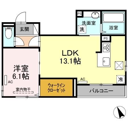 ベル ヴュー 舟入(1LDK/1階)の間取り写真