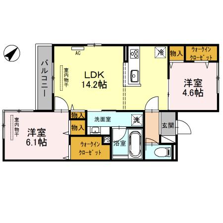 アストラムライン 大町駅(広島) 徒歩11分 3階建 築8年(2LDK/3階)の間取り写真