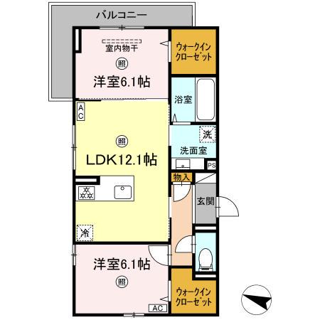 パークコート東雲(2LDK/2階)の間取り写真