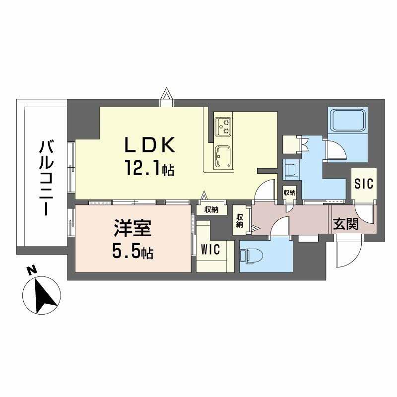 ラヴェール横川(1LDK/7階)の間取り写真
