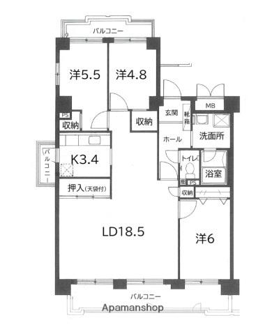 コープ野村祇園(3LDK/6階)の間取り写真
