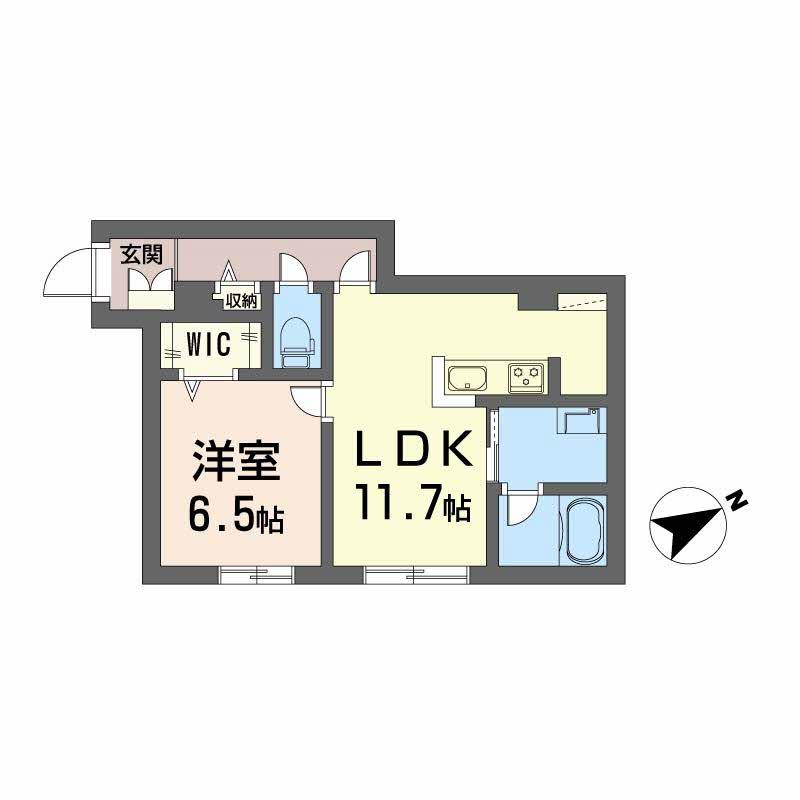カーサ・アチェロ(1LDK/1階)の間取り写真