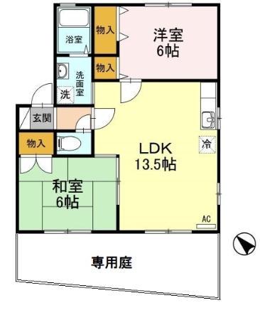 パティオA棟(2LDK/1階)の間取り写真