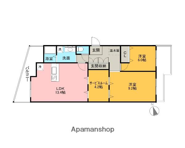 ルミエール幟(2SLDK/9階)の間取り写真