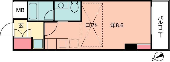 エクセリア舟入本町(ワンルーム/3階)の間取り写真