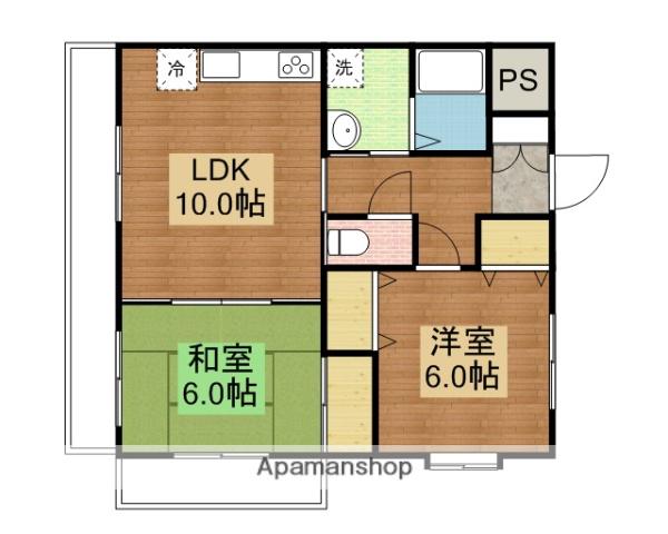 タンゲディア(2LDK/4階)の間取り写真
