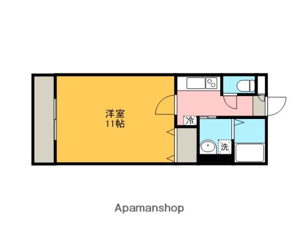 エトワール広大通B(1K/1階)の間取り写真