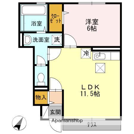 山陽本線 西条駅(広島) 徒歩60分 2階建 築16年(1LDK/1階)の間取り写真