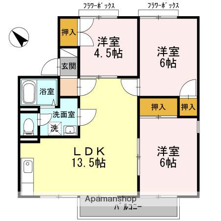 メゾンドールⅠ(3LDK/1階)の間取り写真