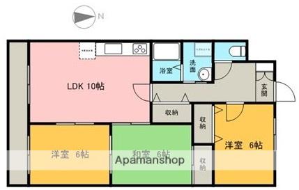パインコート鏡山(3LDK/1階)の間取り写真
