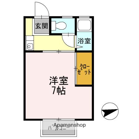 パークハウスA棟(1K/2階)の間取り写真