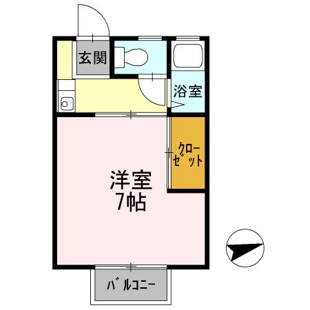 パークハウスA棟(1K/2階)の間取り写真
