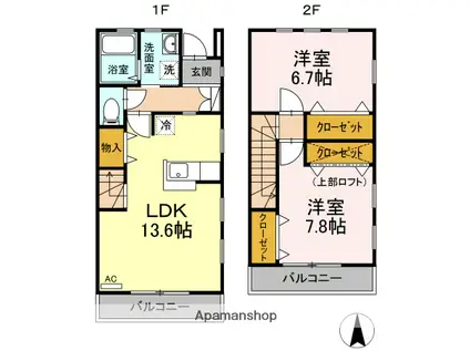 シャレーほんどう参番館(2LDK/1階)の間取り写真