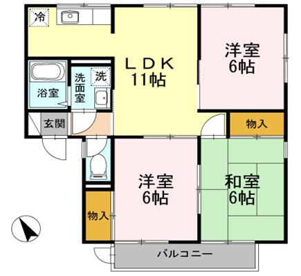 セジュールMINA C(3LDK/2階)の間取り写真