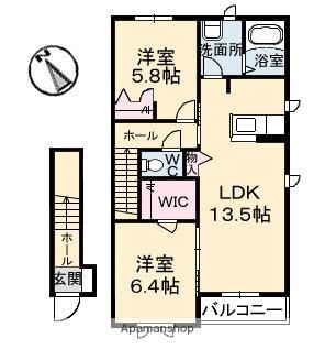 パッサーレ 壱番館(2LDK/2階)の間取り写真