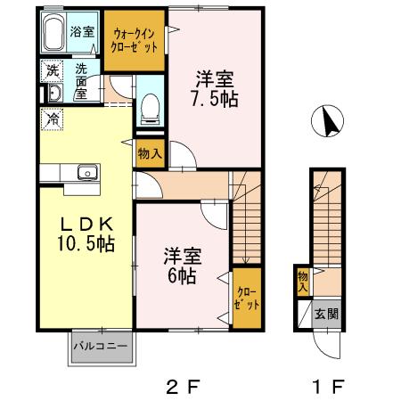 フローラ(2LDK/2階)の間取り写真