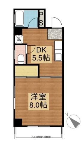 兼安マンション(1DK/4階)の間取り写真