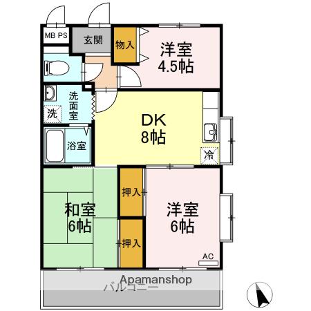 アネックスきりた(3DK/2階)の間取り写真