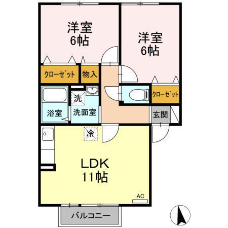 レオーノ(2LDK/2階)の間取り写真