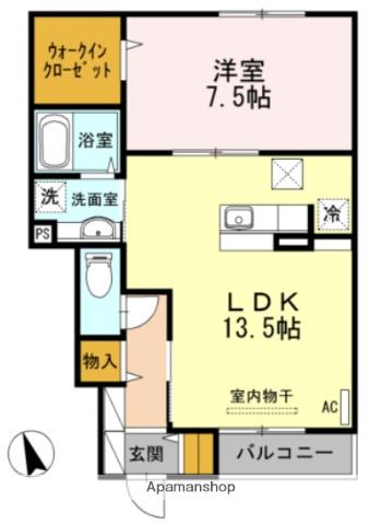 メゾンヴァンベール(1LDK/1階)の間取り写真
