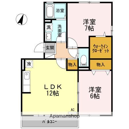 クレール友松(2LDK/2階)の間取り写真