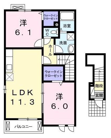 ソレアードN・Ⅱ(2LDK/2階)の間取り写真