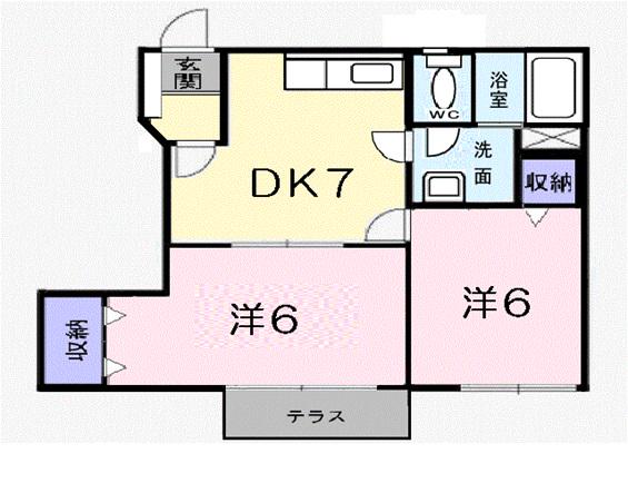 リーパ・フルーミニス(2DK/1階)の間取り写真