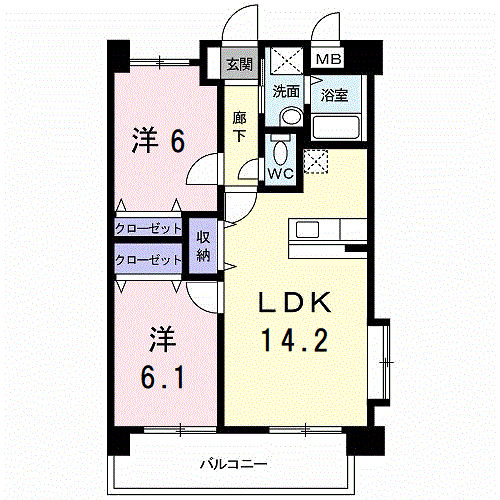 ペスカフィオーレ(2LDK/10階)の間取り写真