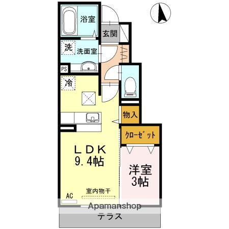 アクシア・プルミエールⅠ(1LDK/1階)の間取り写真