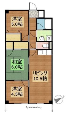 長者11マンション(3LDK/3階)の間取り写真