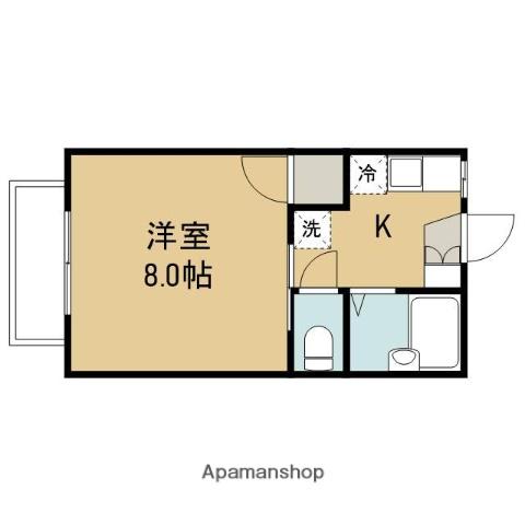 中垣ルネッサンスB(1K/1階)の間取り写真