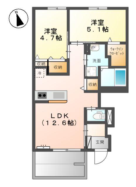 LE CIEL(2LDK/1階)の間取り写真