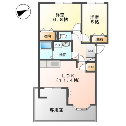 ドリーム(2LDK/1階)の間取り写真