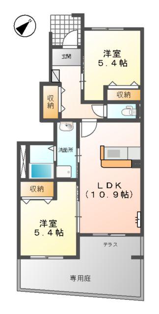 エルドラード(2LDK/1階)の間取り写真