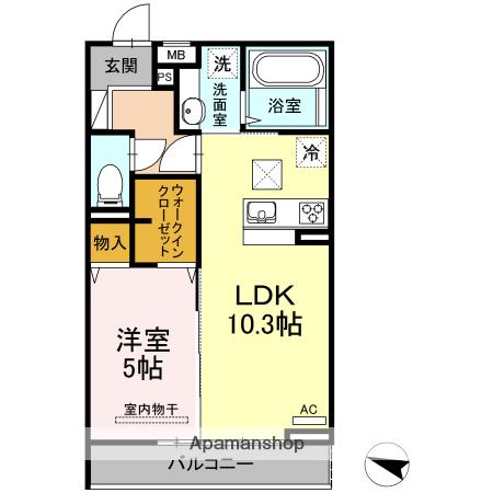 D-ROOMせのや(1LDK/1階)の間取り写真