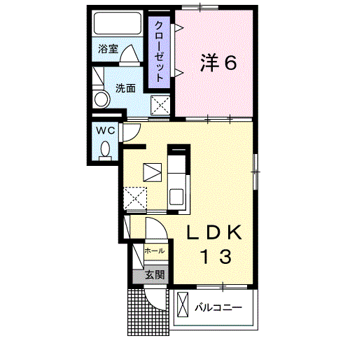 ラ メール Ⅰ(1LDK/1階)の間取り写真