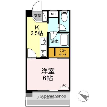 ROSE HOUSE(1K/2階)の間取り写真