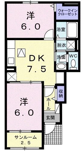 ヴィラ新庄(2DK/1階)の間取り写真