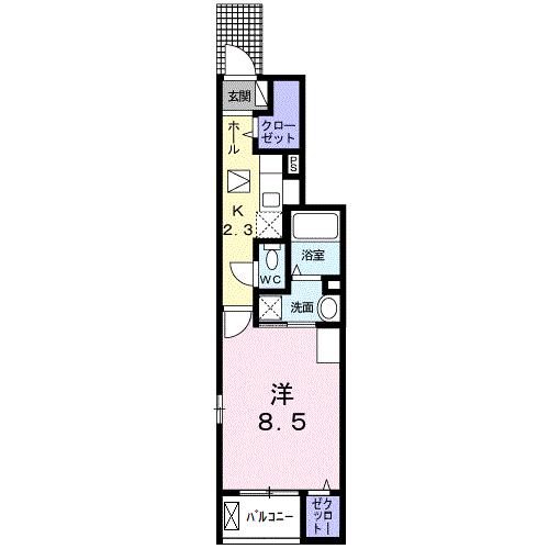 LA・LUCE(1K/1階)の間取り写真
