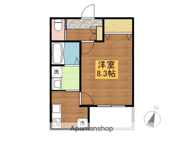 ピーエス西条(1K/2階)の間取り写真