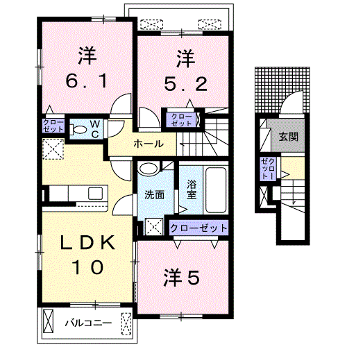 ルミナスⅢ(3LDK/2階)の間取り写真