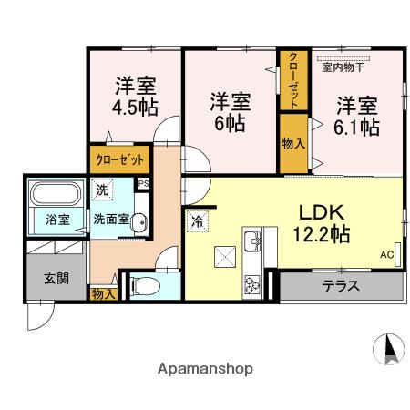 ピアチェーレアミカ(3LDK/1階)の間取り写真