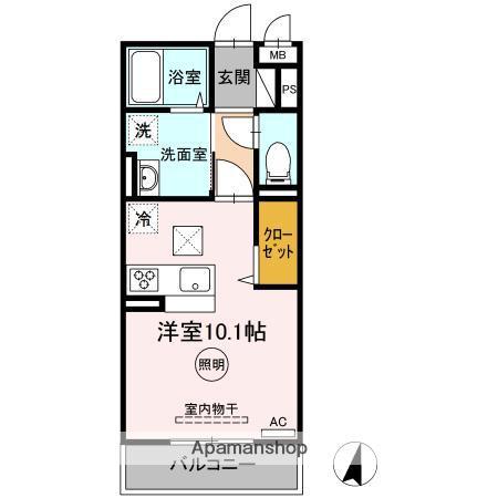 グランシエル下見(ワンルーム/1階)の間取り写真